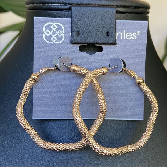 Hexagon Gold Hoops Daisy Fuentes Fashion Earrings $16ea / 3 for $25 - Picture 1 of 9
